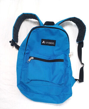 Everest Blue Lightweight Backpack School Travel Hiking Bag 10x15x5 Logo